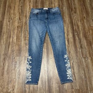 Driftwood Jackie High Rise Jeans Women's 28 Floral Embroidered Slim Fit Denim
